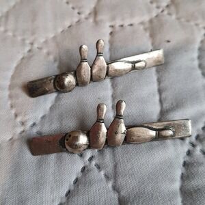 Vintage Leonore Doskow Sterling Silver Bowling Ball Jewlery Pins Brooch Pair
